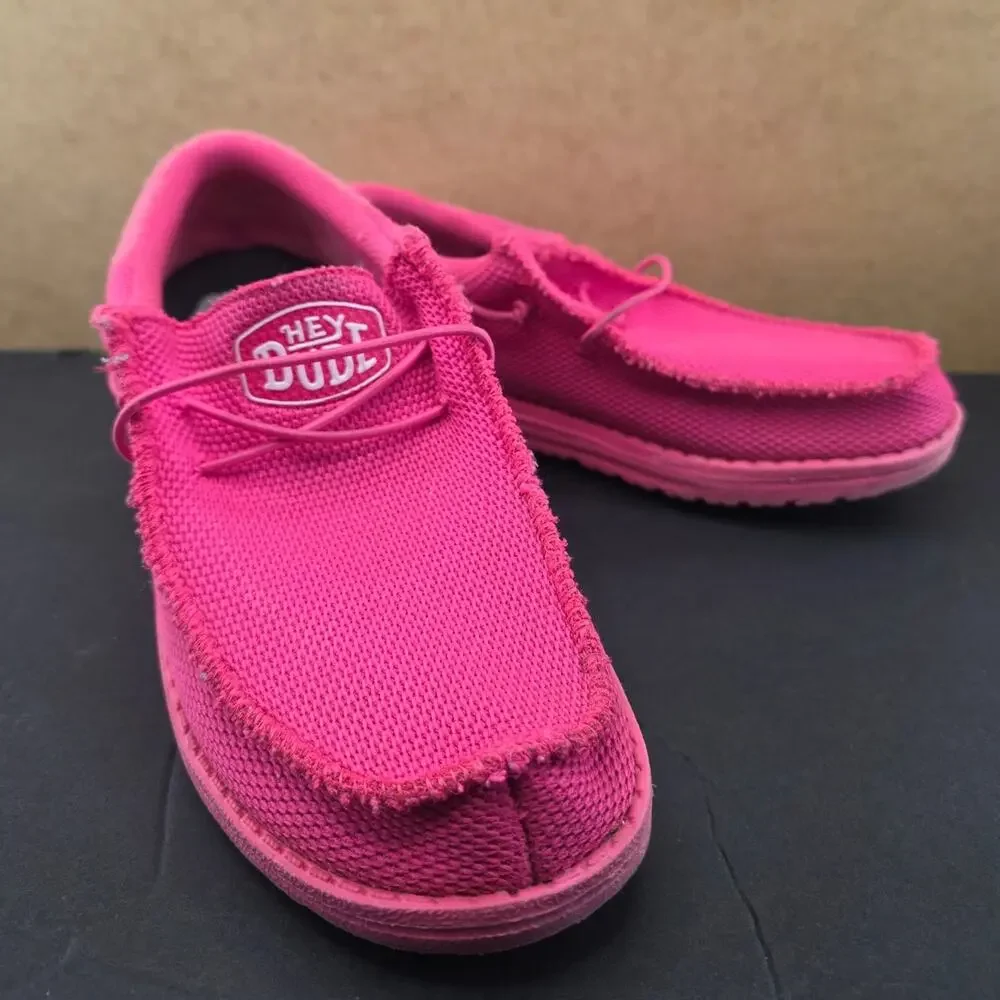 Hey Dude Wally Funk Mono vibrant electric pink color Size 4